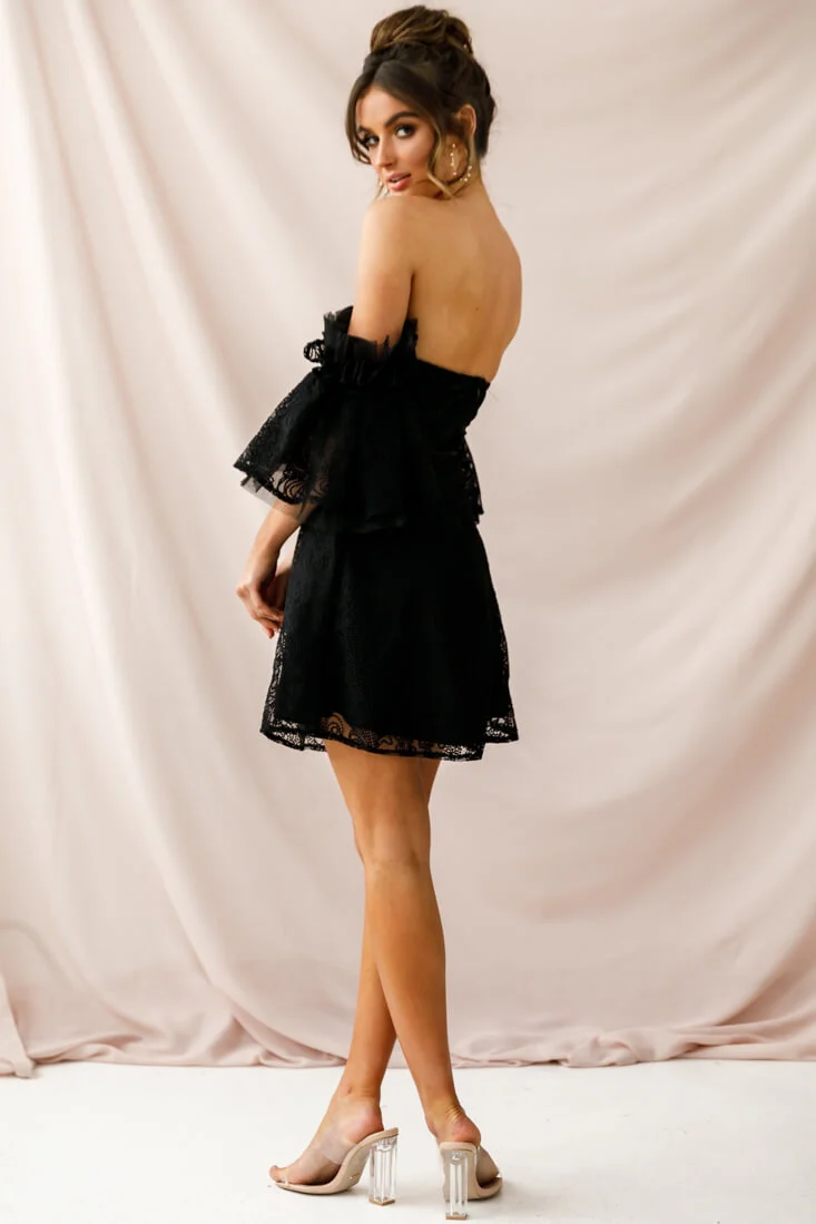Arna Bell Sleeve Embroidery Dress Black - Image 3