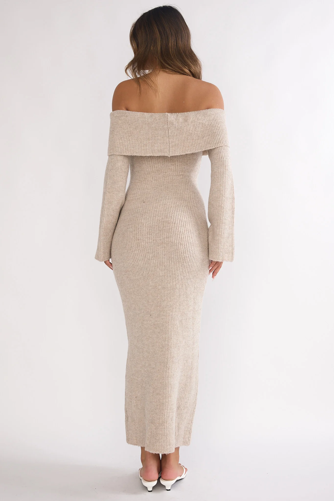 Arwyn Foldover Off-Shoulder Knit Maxi Dress Quinoa - Image 2