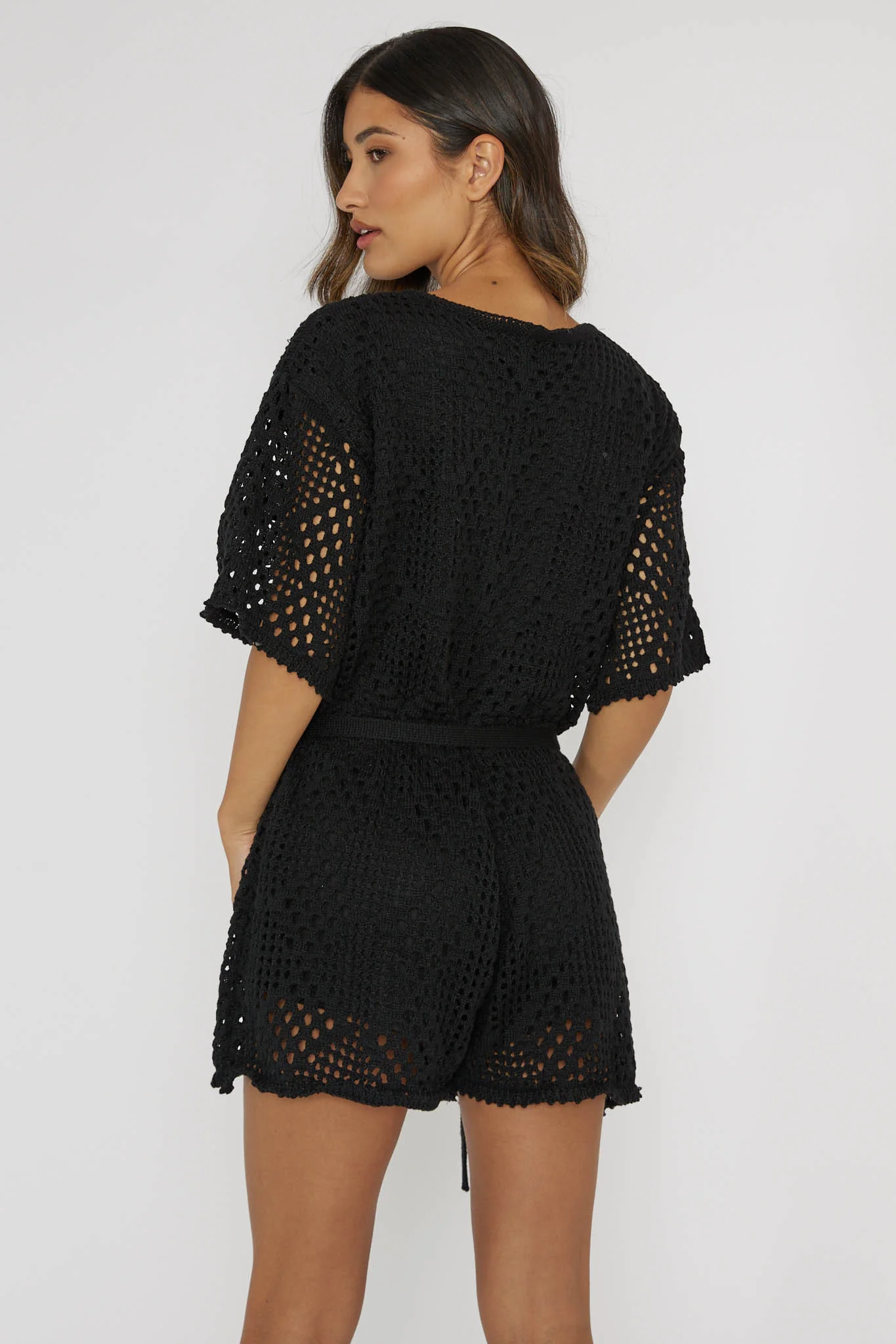 Asana Crochet Button Romper Black - Image 2