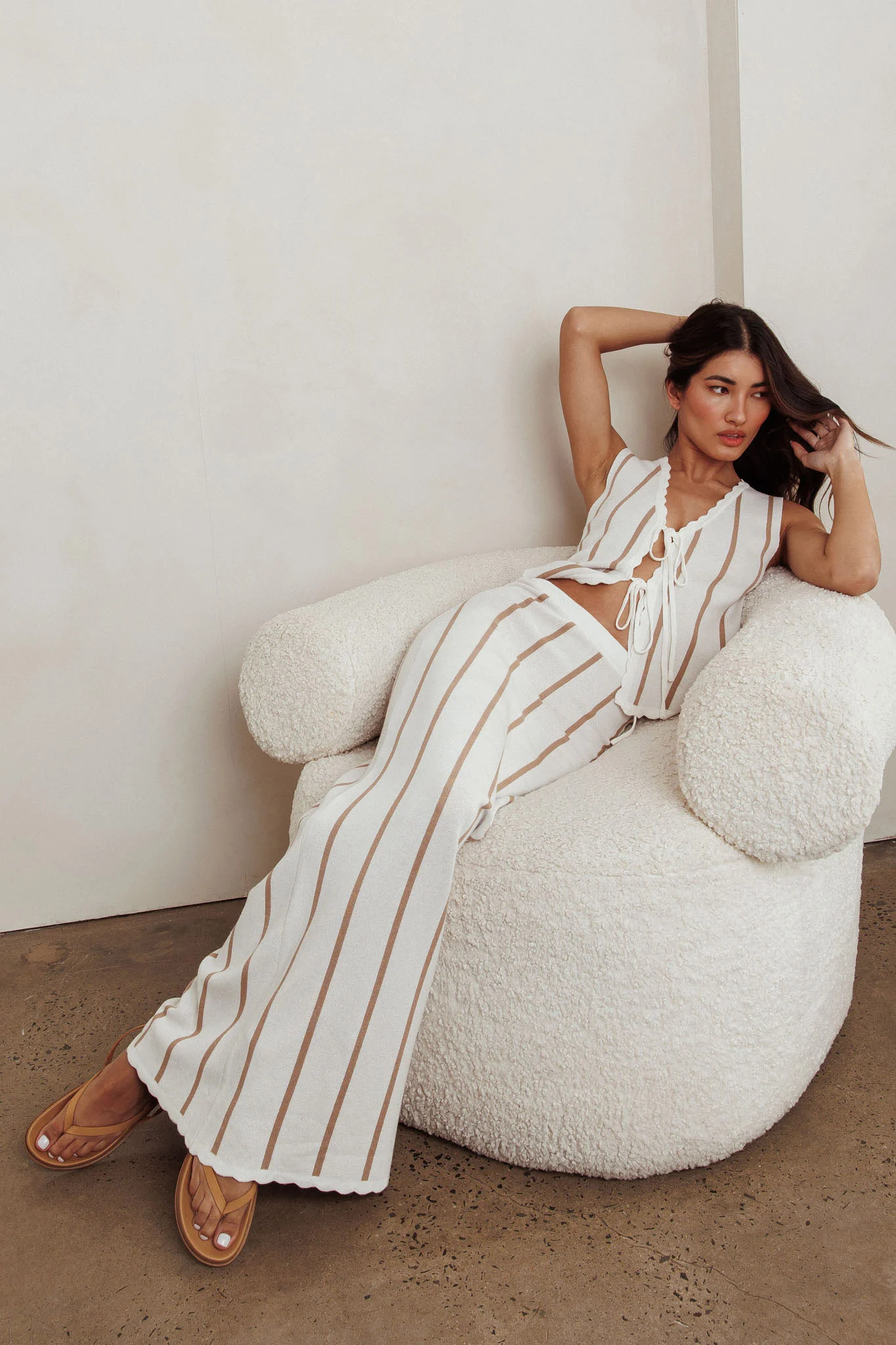 Aster Striped Maxi Knit Skirt Beige - Image 7