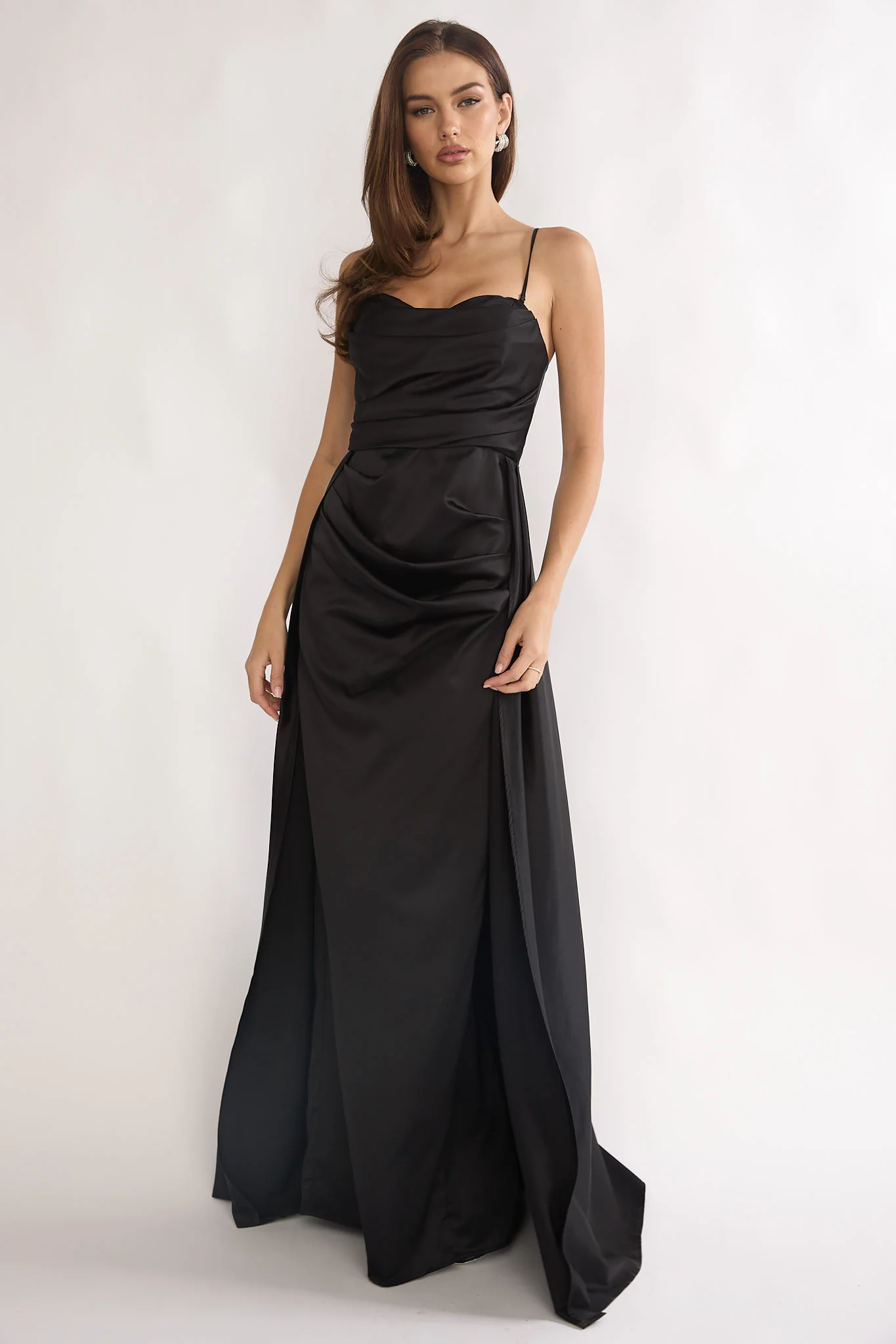 Asterelle Pleated Gathering Maxi Dress Black - Image 5