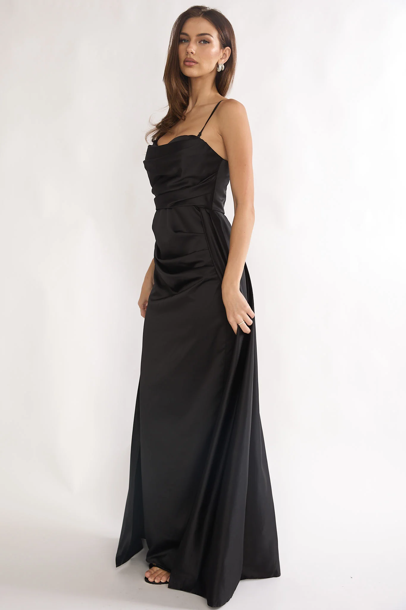 Asterelle Pleated Gathering Maxi Dress Black - Image 6