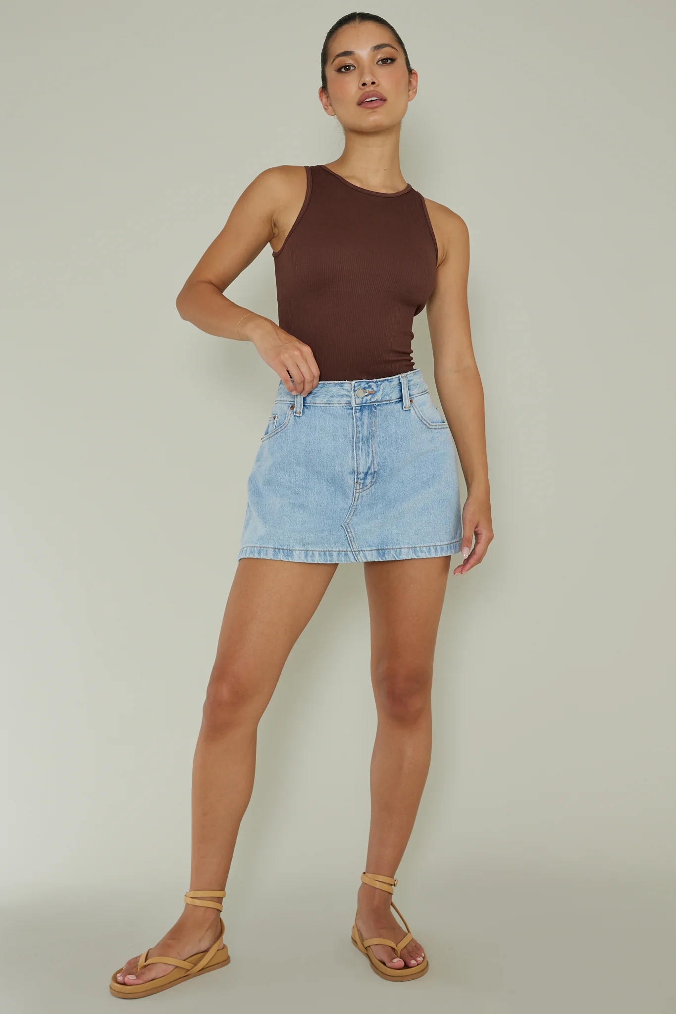 Attitude Ribbed Leotard Chocolate - Image 3
