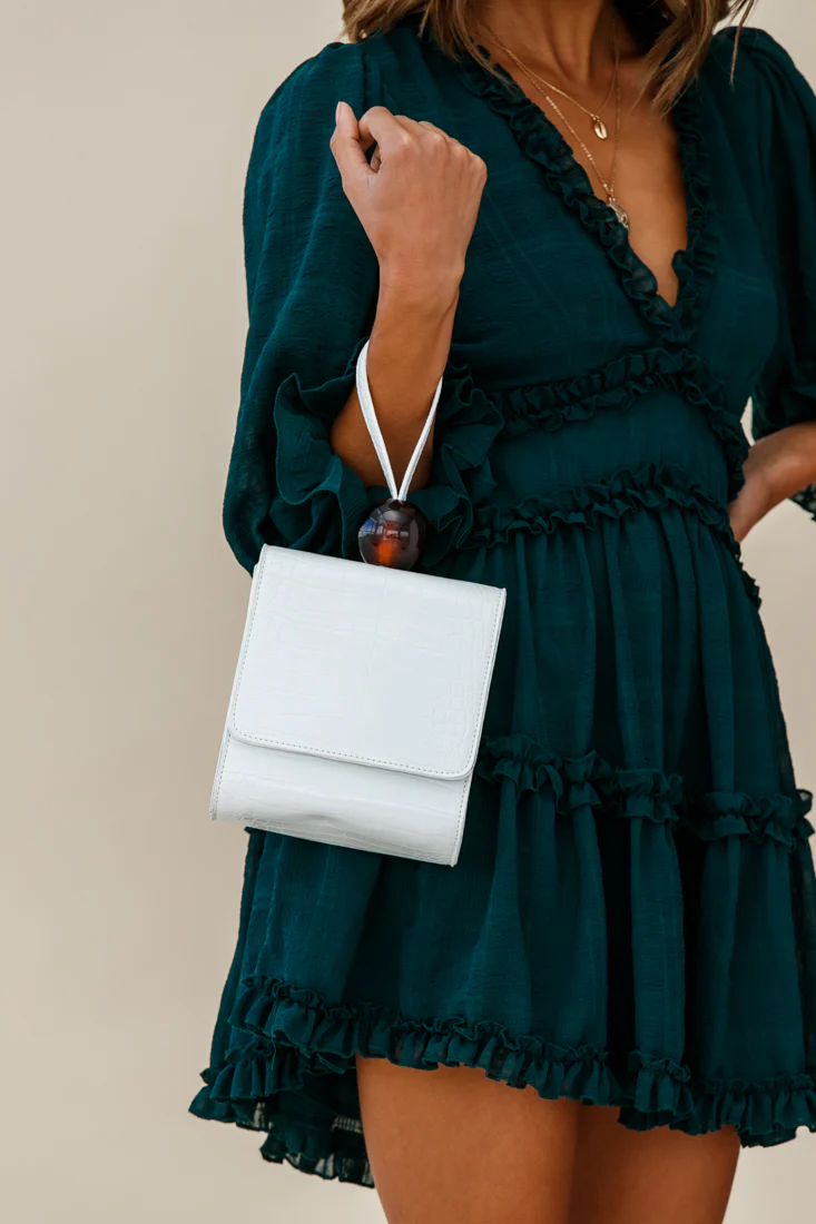 Audrey Wrist Strap Bead Purse White - Image 3