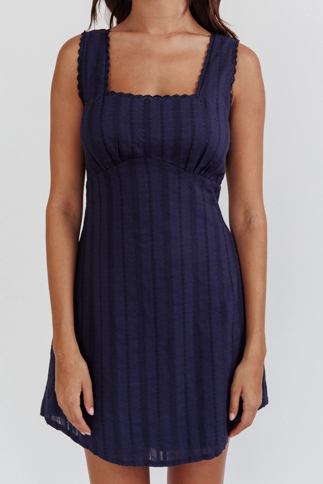Aura Girl Square Neckline Mini Dress Navy - Image 4