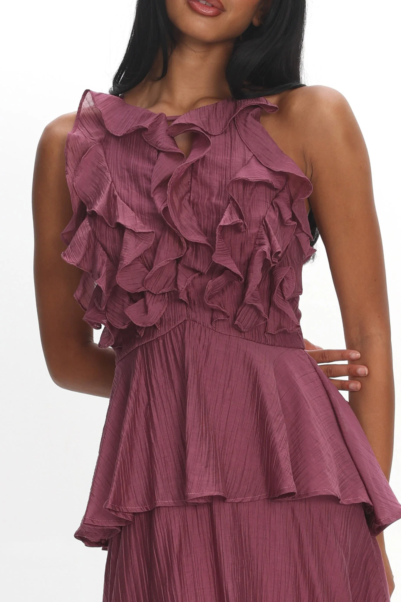 Aurika Tiered Ruffle Maxi Dress Grape - Image 4