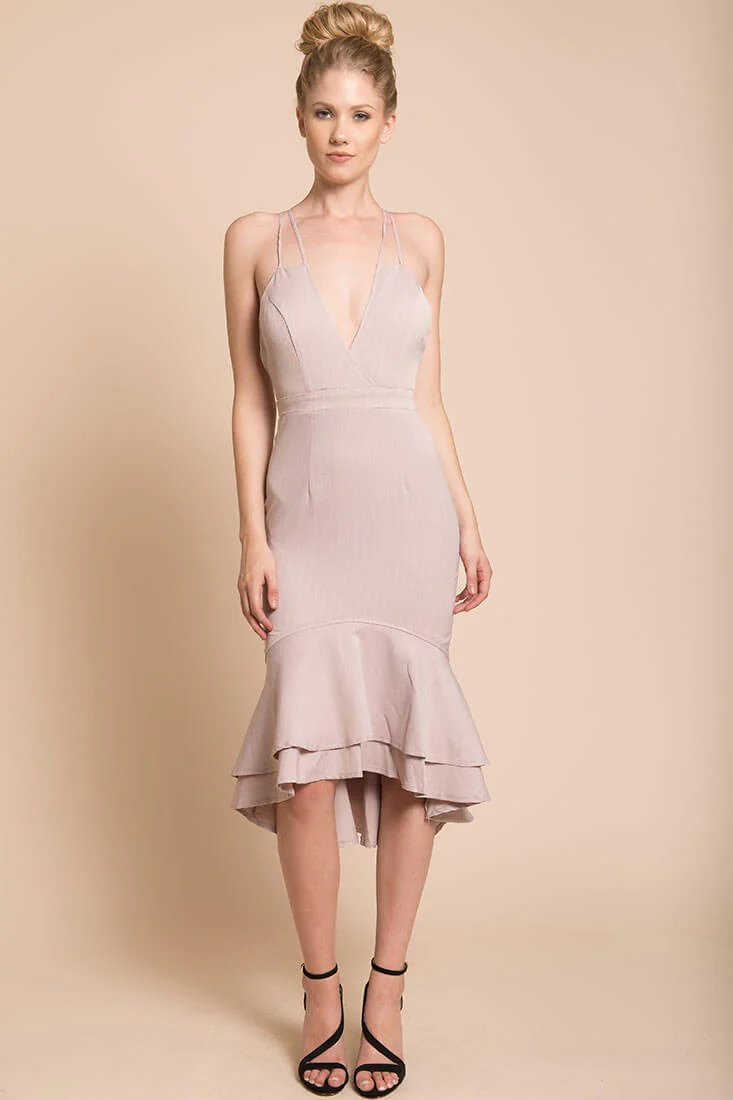 Avery Thin Strap Wedding Guest Dress Blush - Image 2