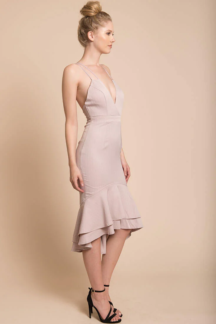 Avery Thin Strap Wedding Guest Dress Blush - Image 3