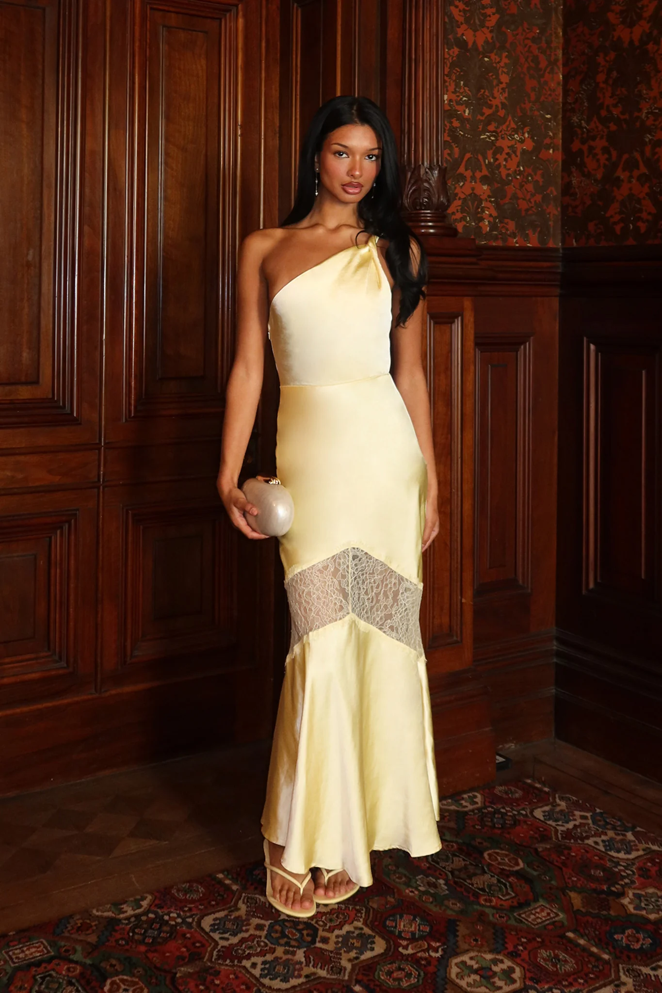 Avielle Lace Trim One-Shoulder Maxi Dress Butter - Image 2