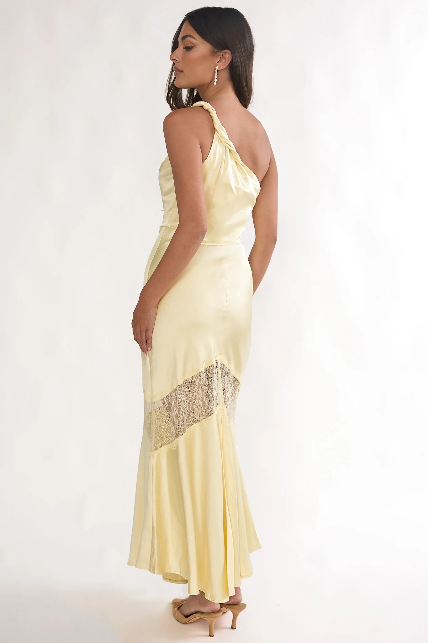Avielle Lace Trim One-Shoulder Maxi Dress Butter - Image 3