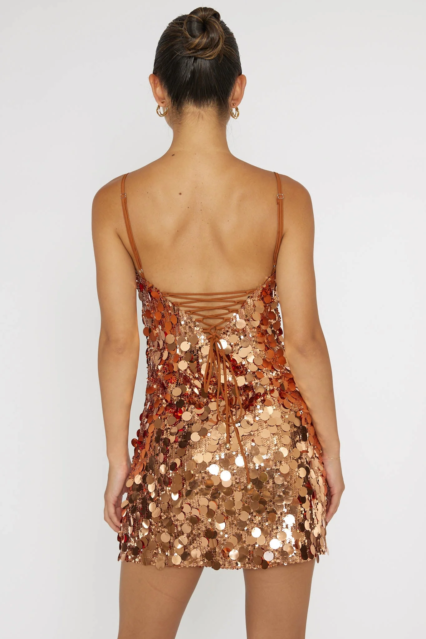 Axel Sequin Mini Dress Bronze - Image 3