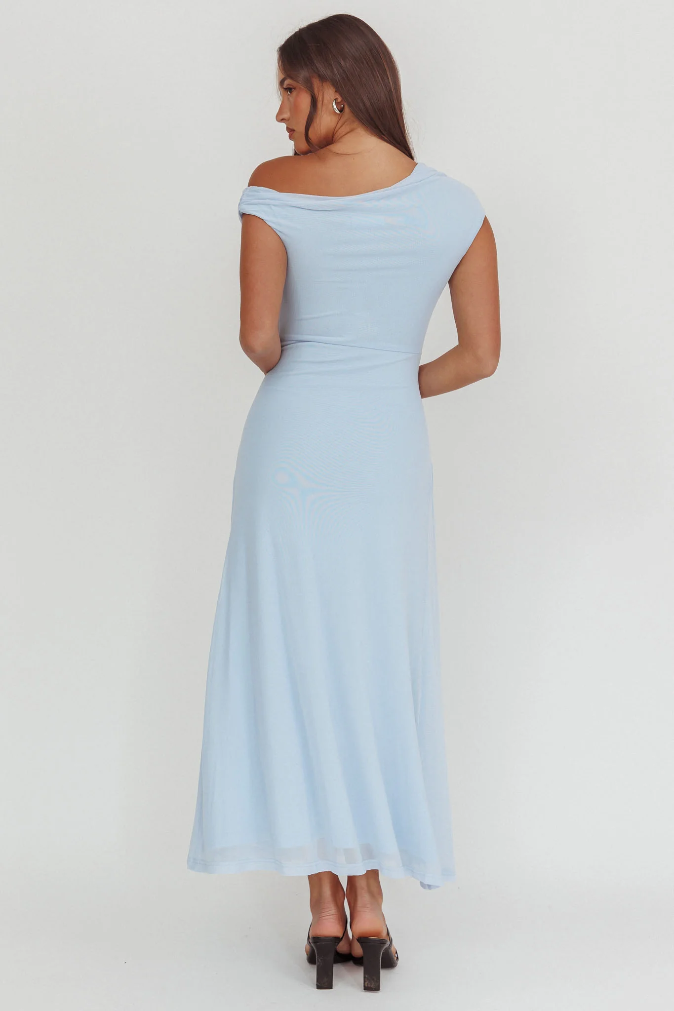 Azure Sun Asymmetric Neckline Split Maxi Dress Blue - Image 2