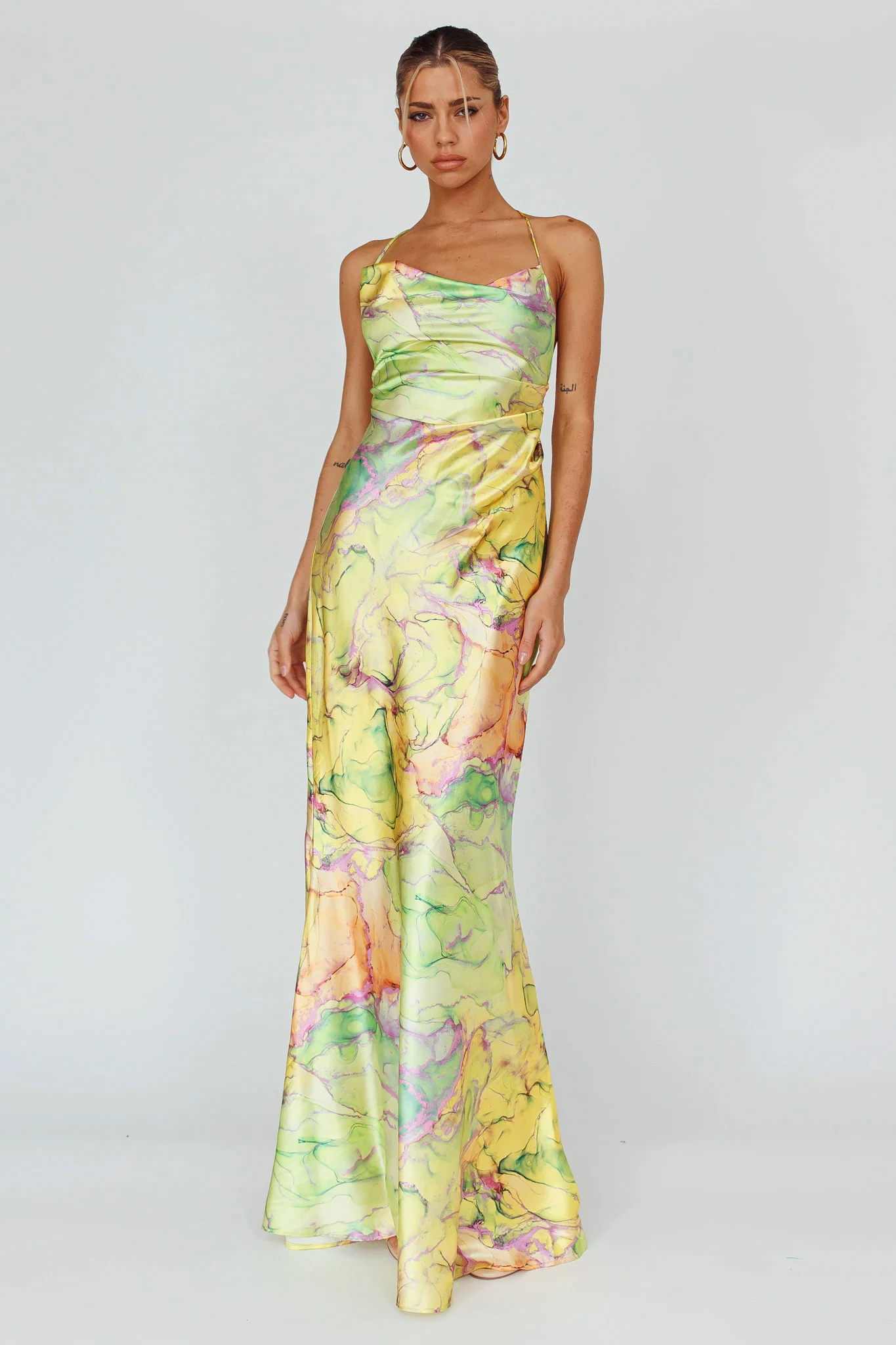 Bailey Strappy Chain Back Maxi Dress Lime - Image 5