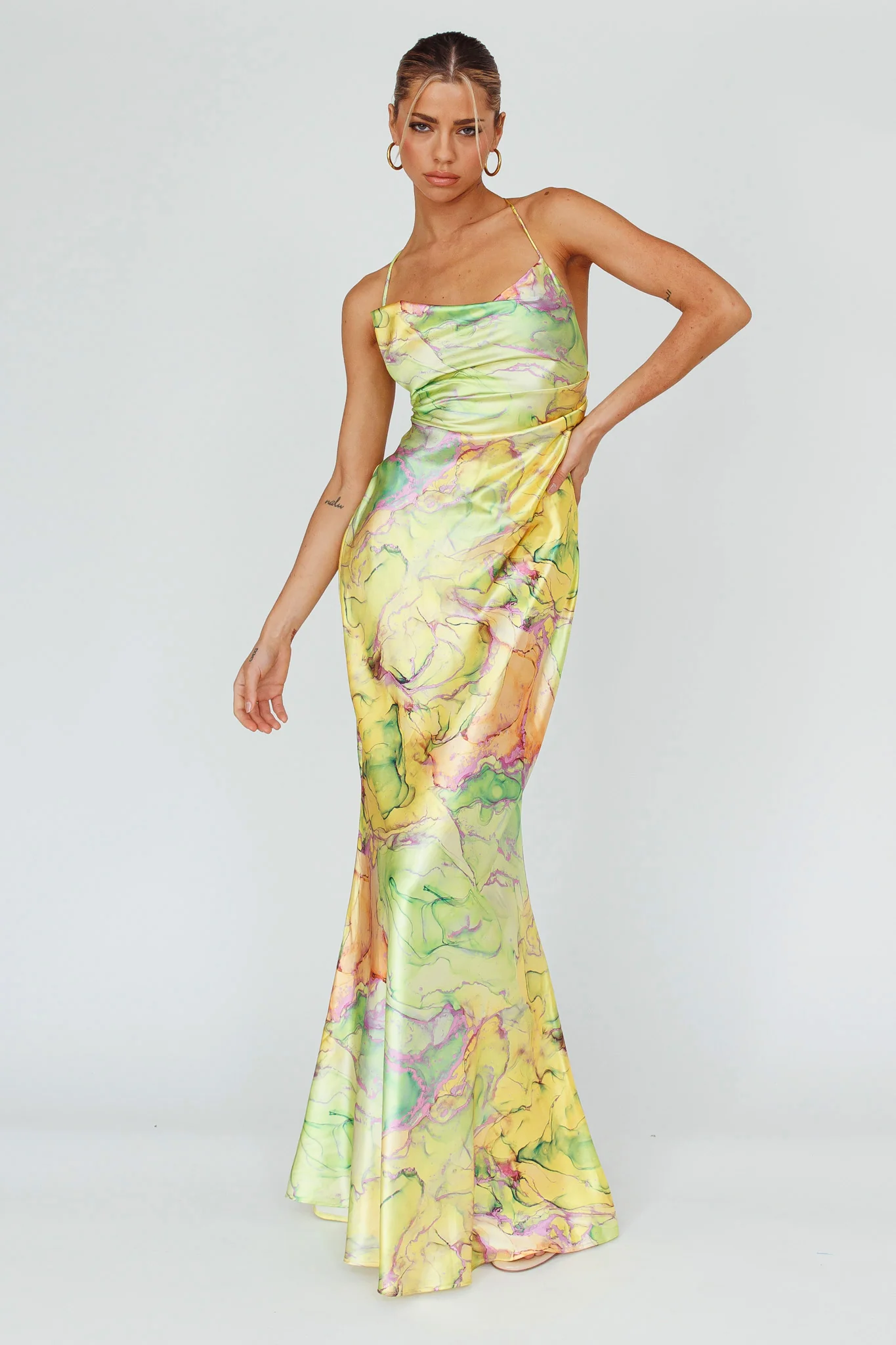 Bailey Strappy Chain Back Maxi Dress Lime - Image 6