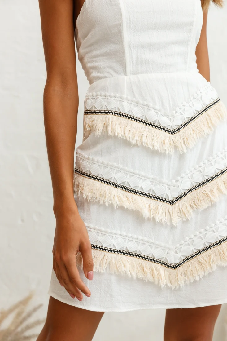 Baja Embellished Strapless Dress White - Image 4