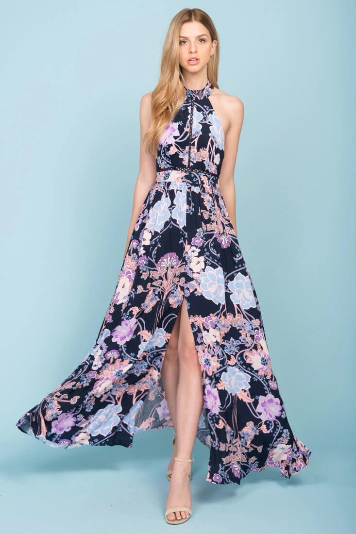 Baylor Floral Maxi Dress Navy - Image 2