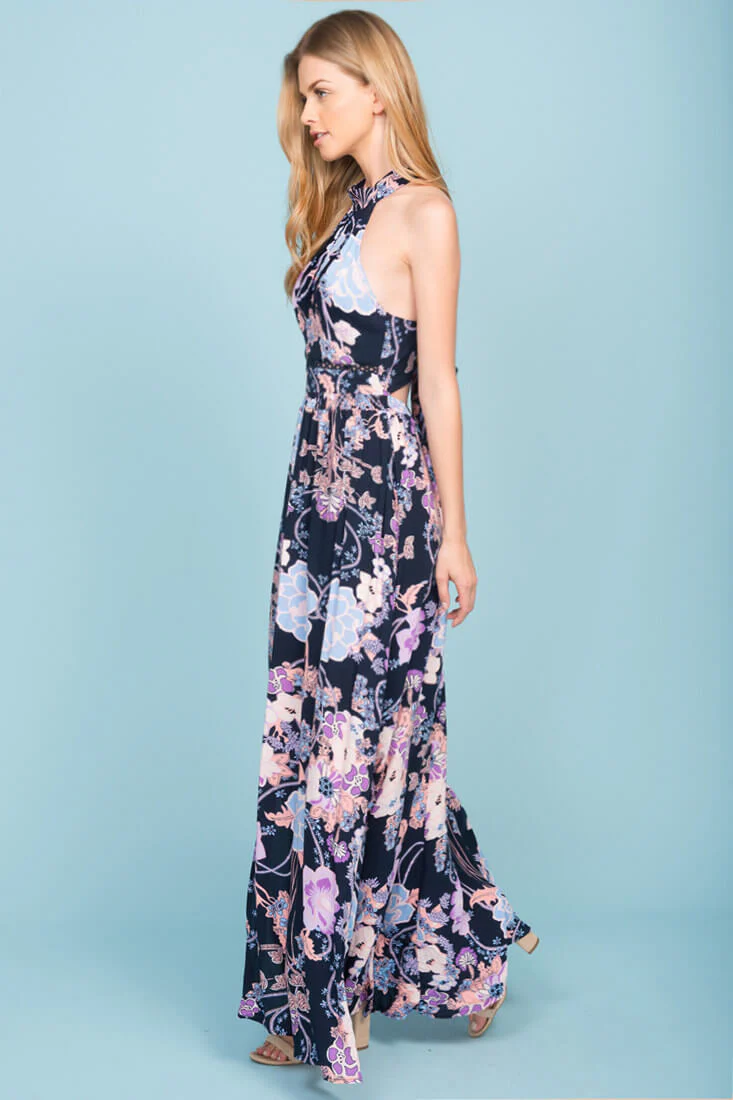 Baylor Floral Maxi Dress Navy - Image 4