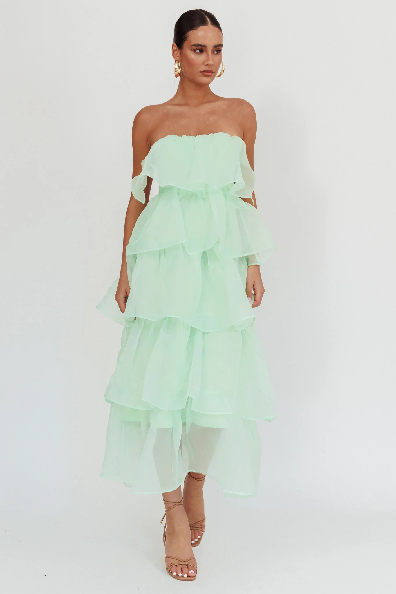 Behati Tiered Layer Midi Dress Mint - Image 5