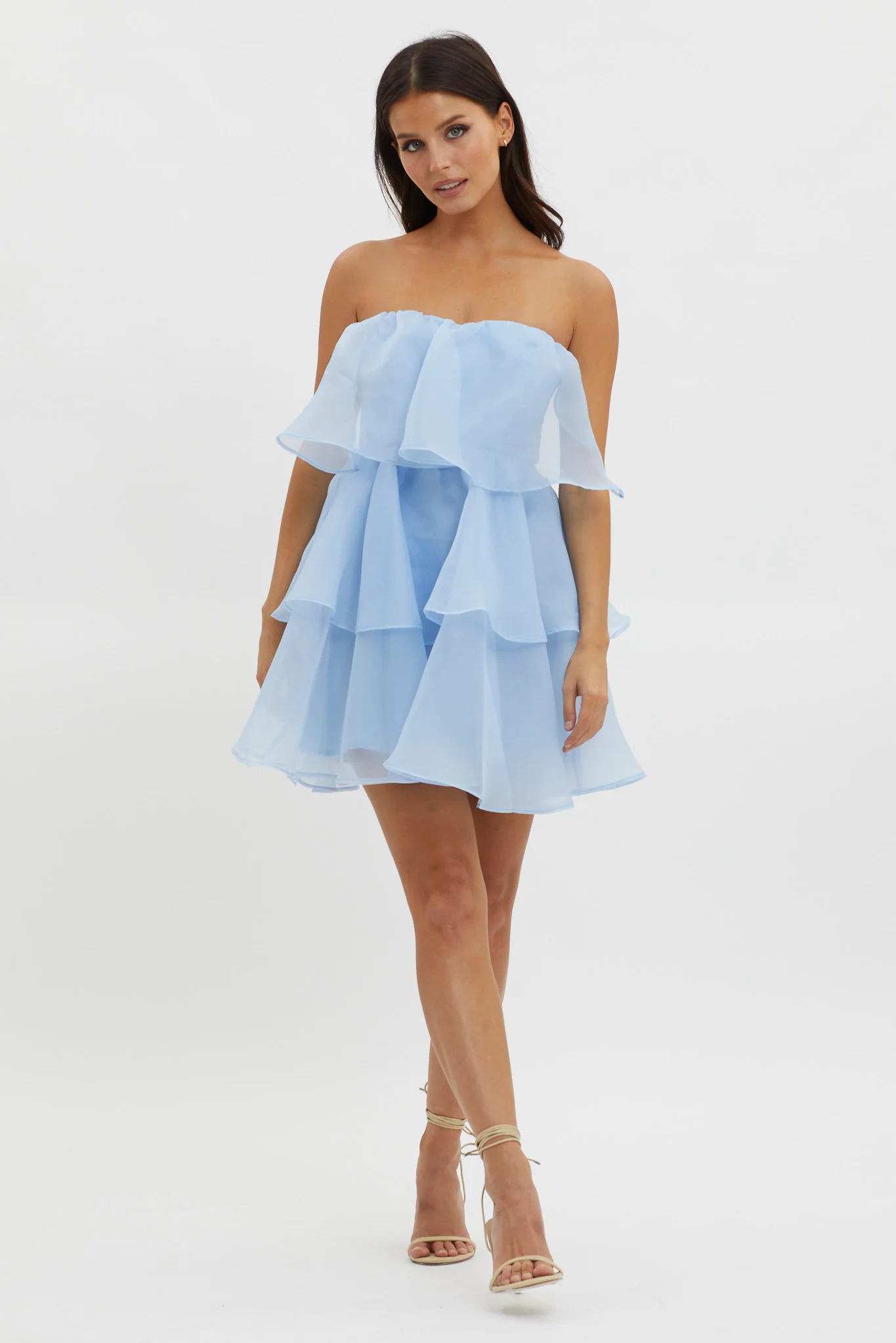 Behati Tiered Layer Mini Dress Blue - Image 5