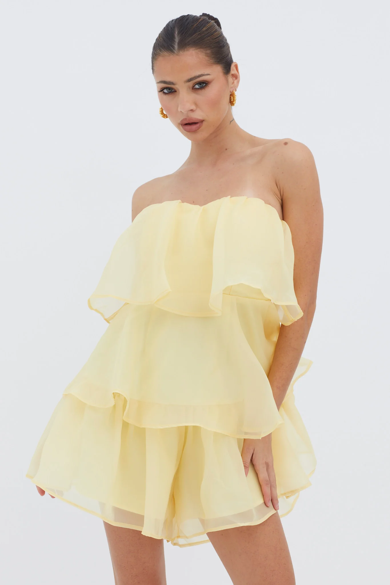 Behati Tiered Layer Romper Yellow - Image 4