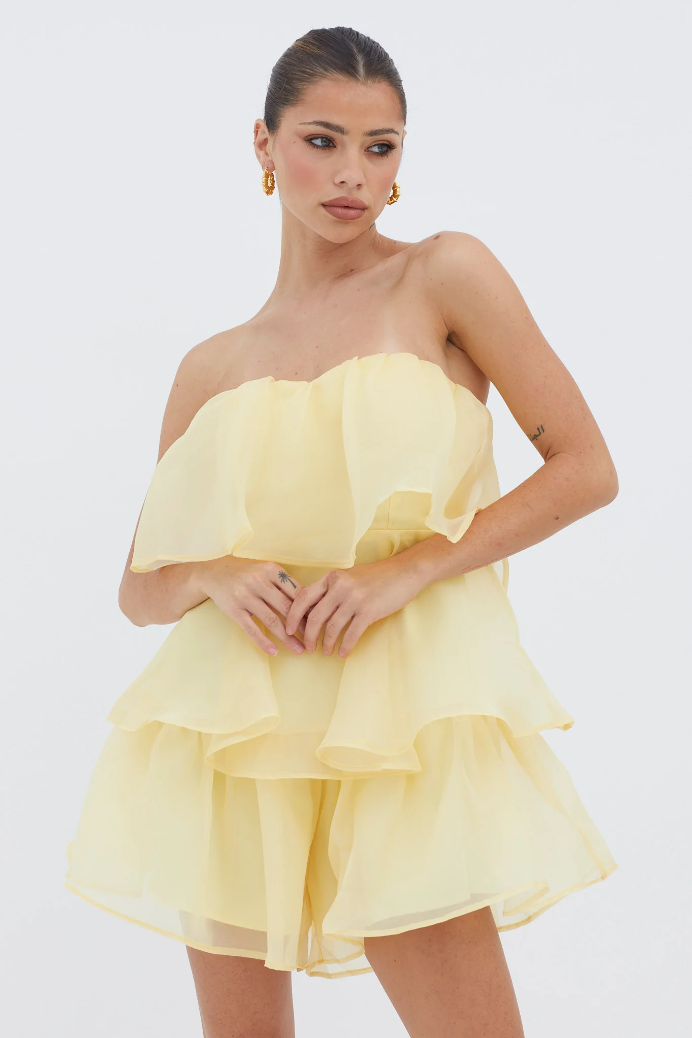 Behati Tiered Layer Romper Yellow - Image 5