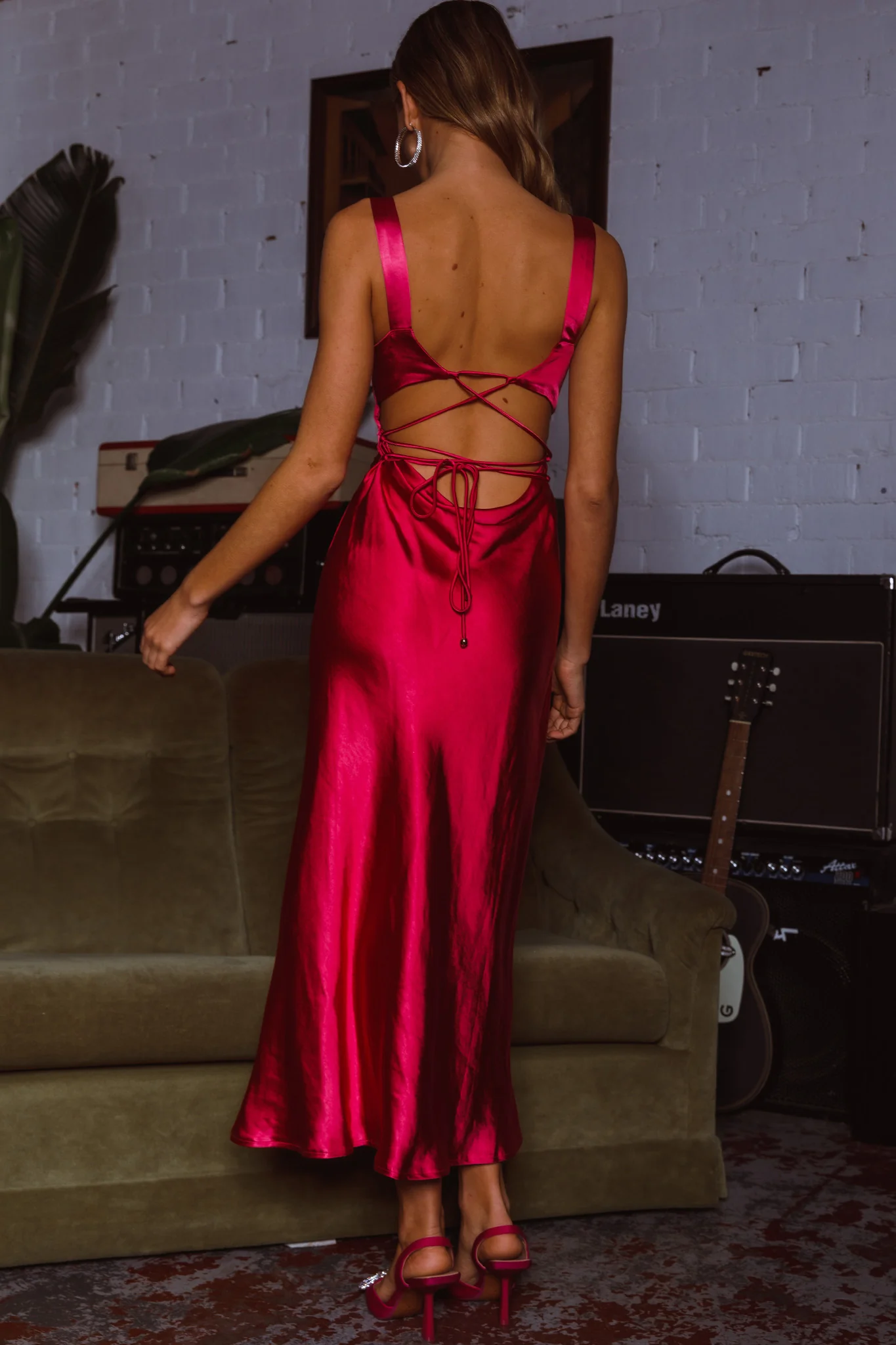 Belle Epoque Drawstring Bust Midi Dress Hot Pink - Image 7