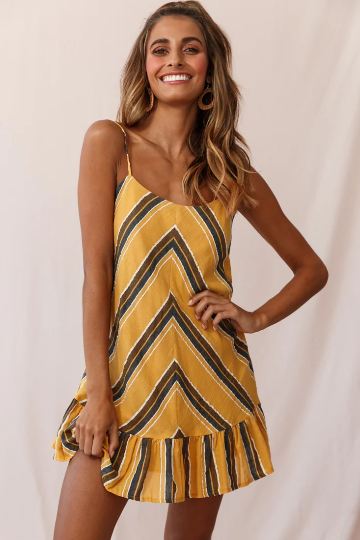 Beni Cami Strap Shift Dress Mustard - Image 5