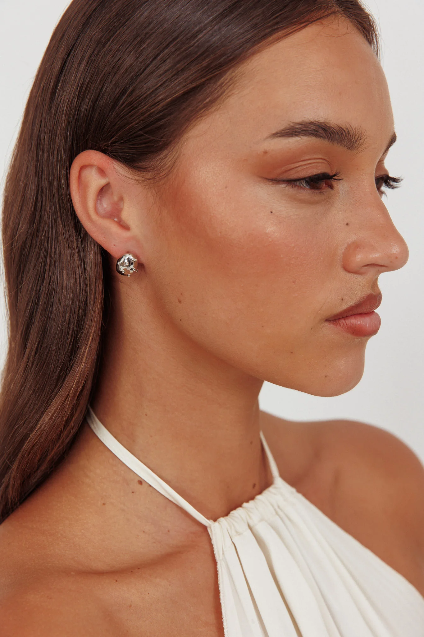 Billie Diamante Pebble Earrings Dark Silver - Image 2