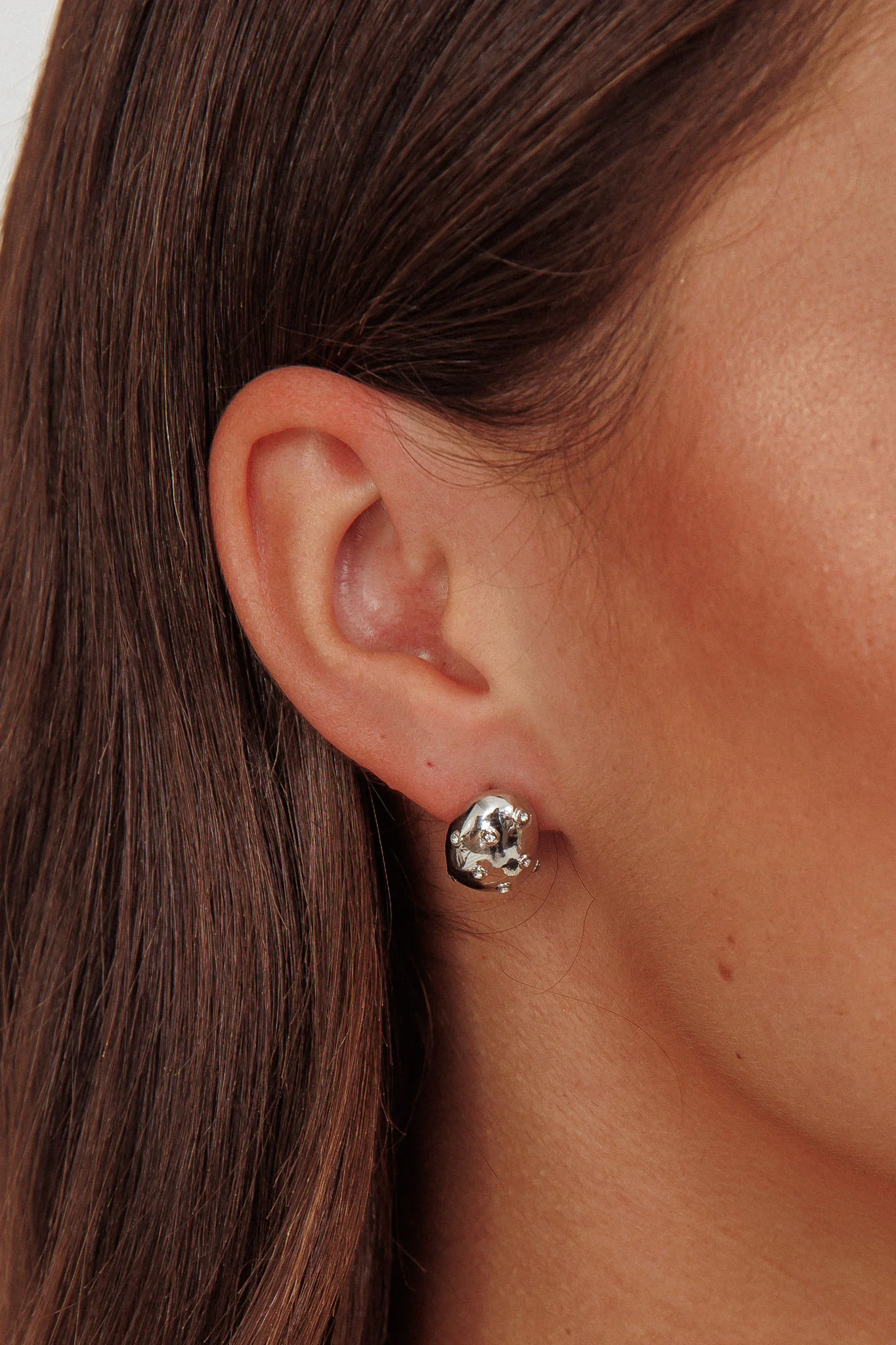 Billie Diamante Pebble Earrings Dark Silver - Image 3