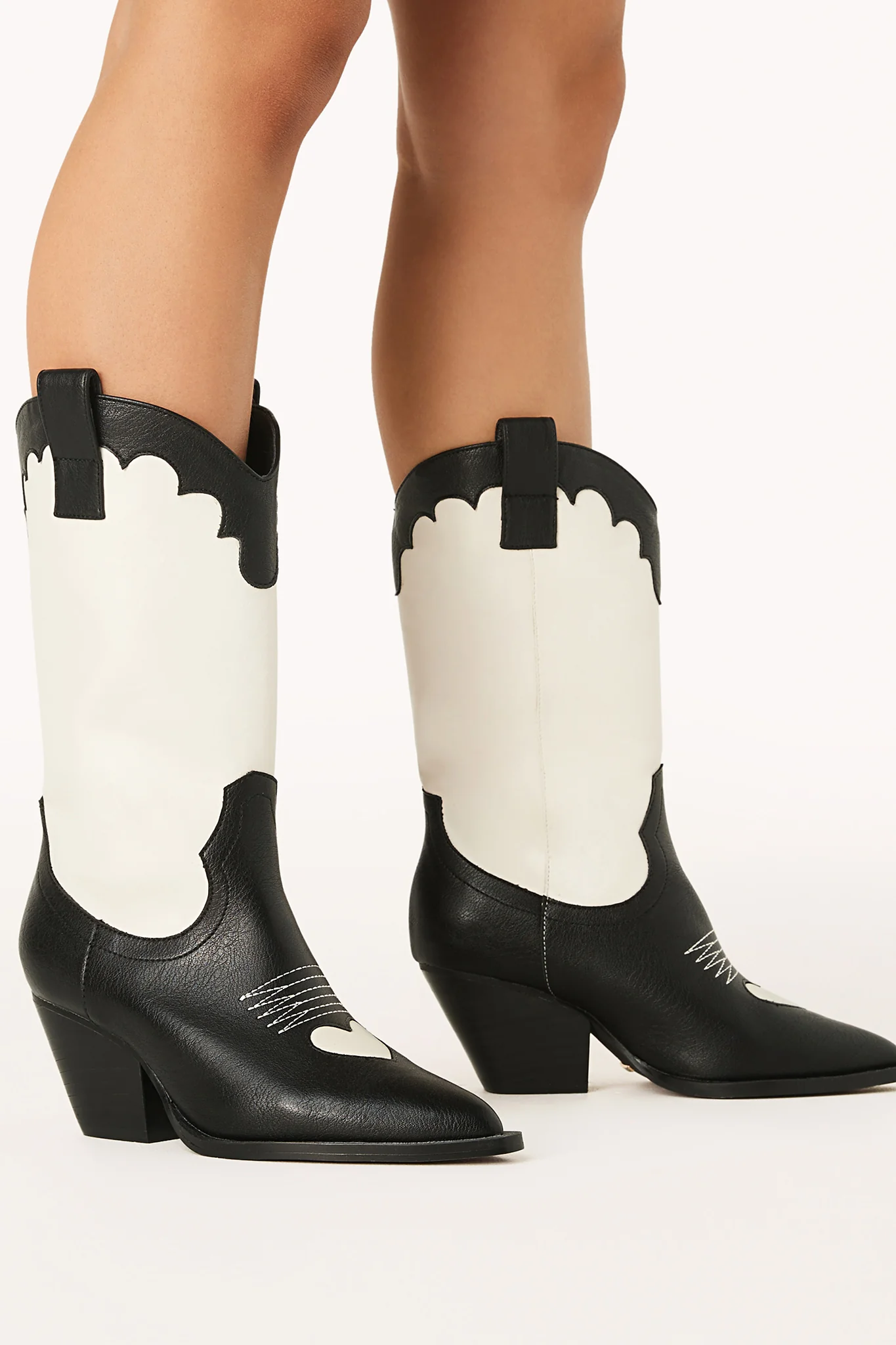 BiLLiNi Adaline Western Boots Black/Ivory - Image 4