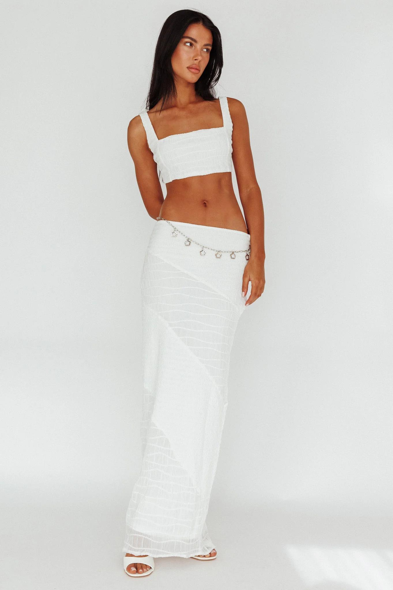 Bindi Puckered Crop Top White - Image 3