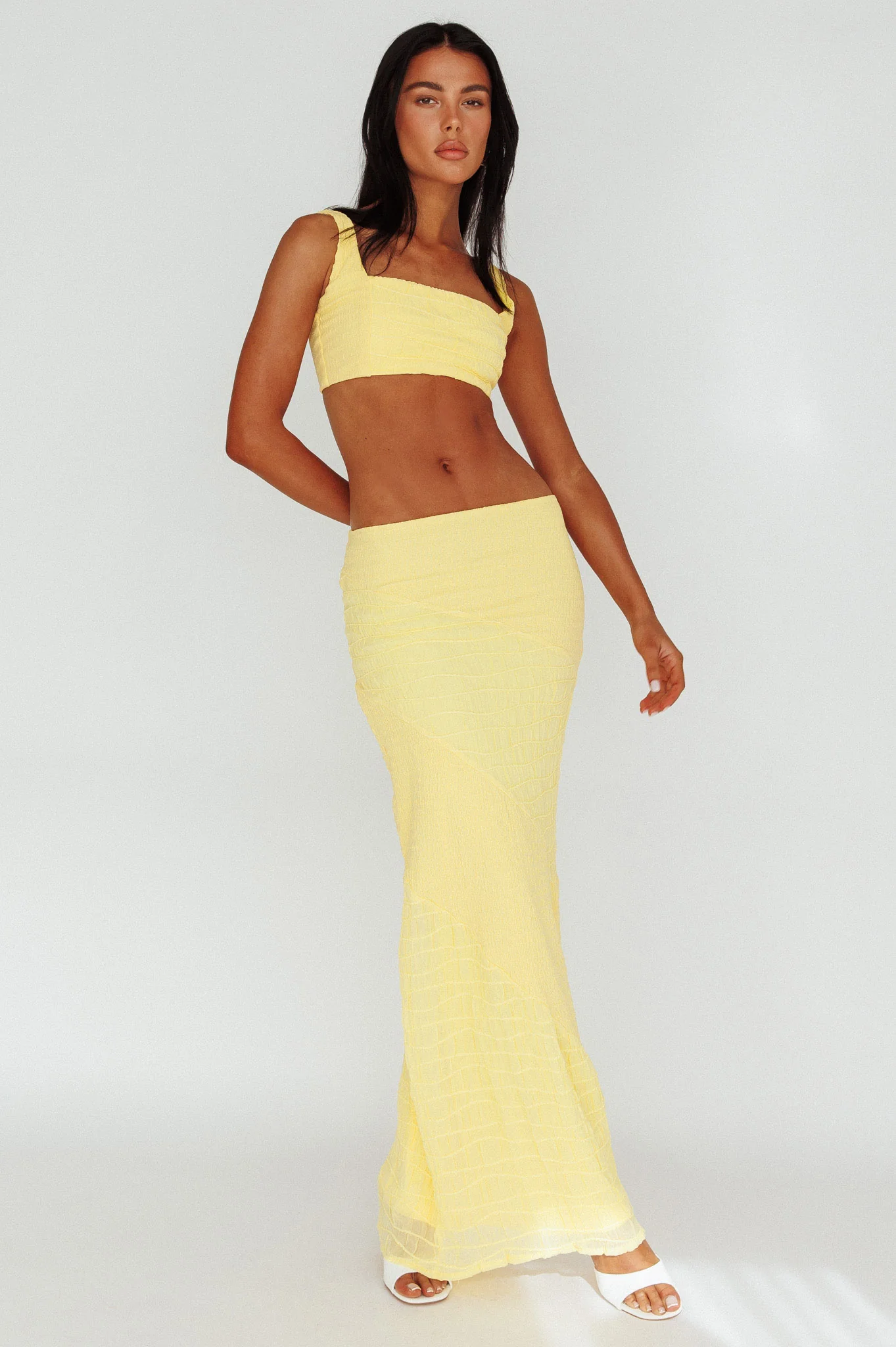 Bindi Puckered Midi Skirt Lemon - Image 2