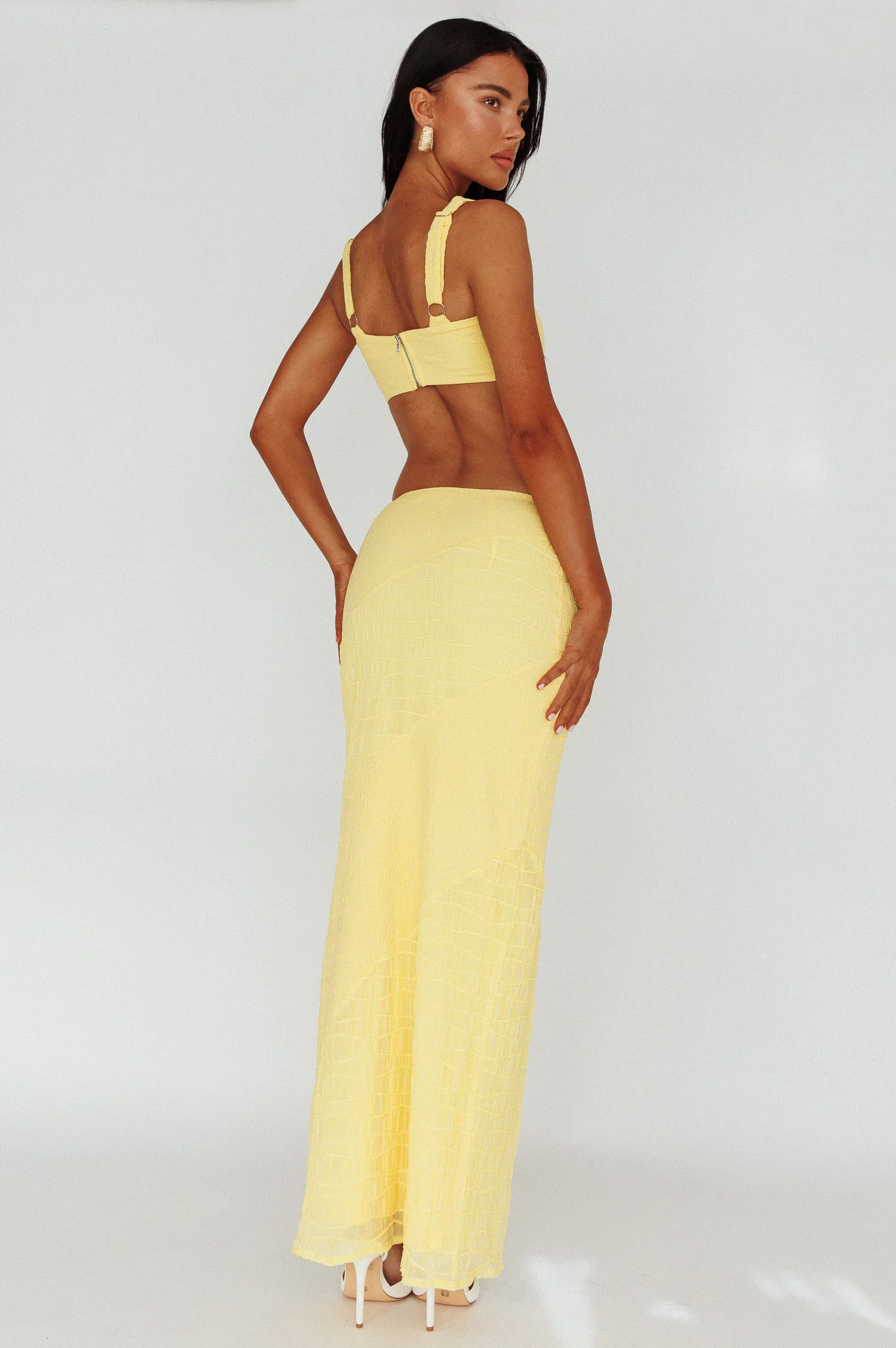 Bindi Puckered Midi Skirt Lemon - Image 3