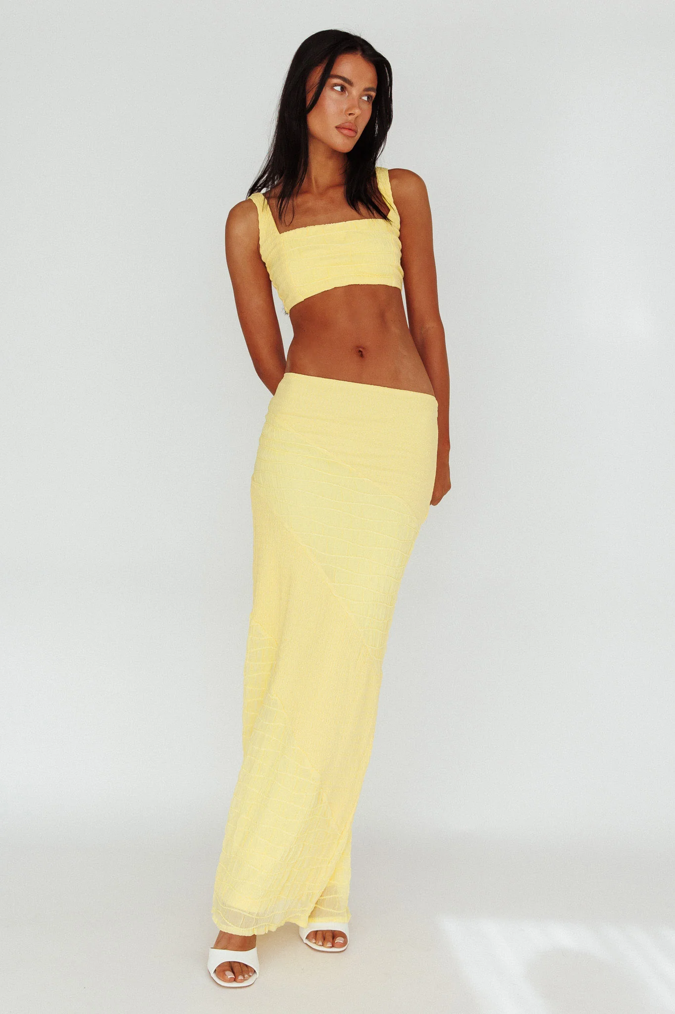 Bindi Puckered Midi Skirt Lemon - Image 4