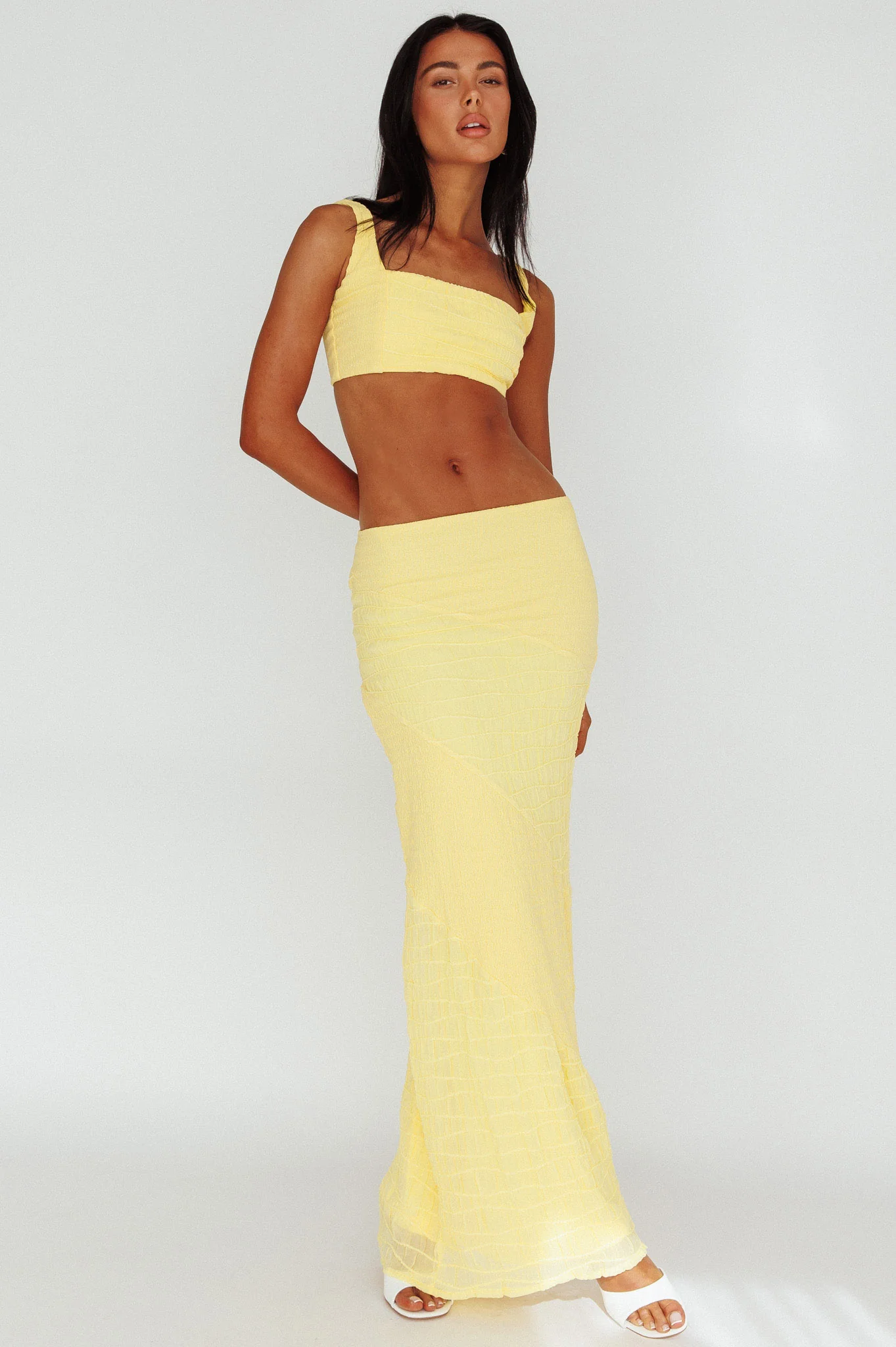 Bindi Puckered Midi Skirt Lemon - Image 5