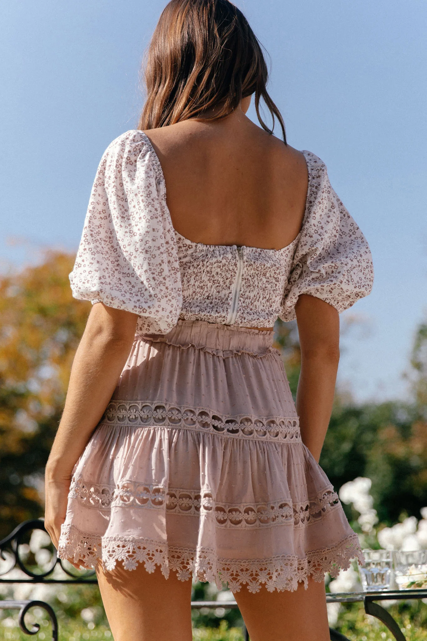 Blanche Floral Lace Trim Skirt Blush - Image 2