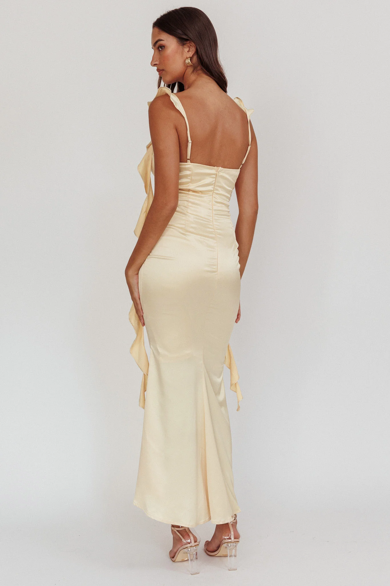 Blushing Ruffle Trim Midi Dress Butter - Image 2