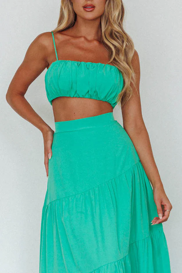 Bondi Gathered Crop Top Apple - Image 4