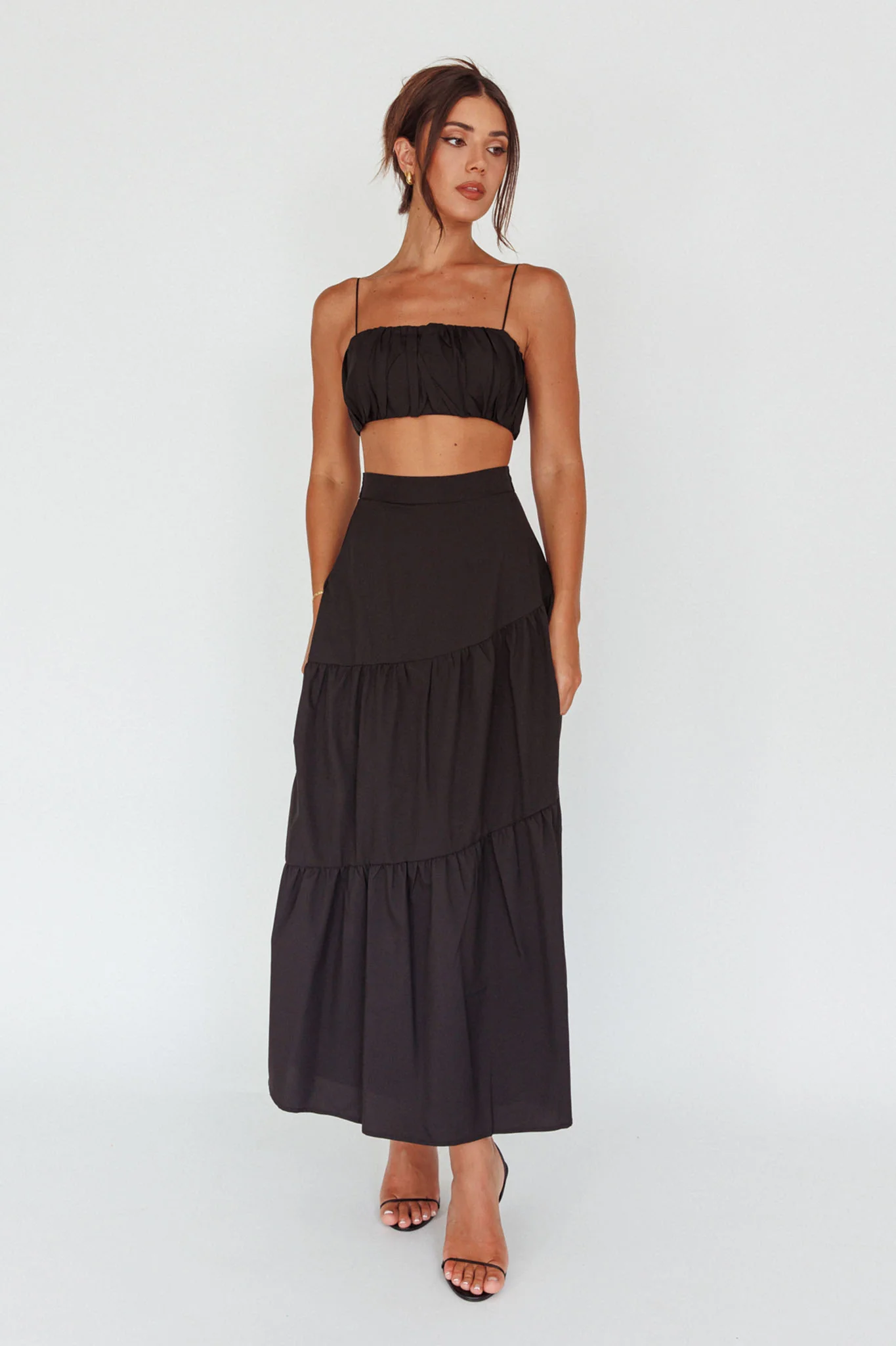 Bondi Gathered Crop Top Black - Image 3