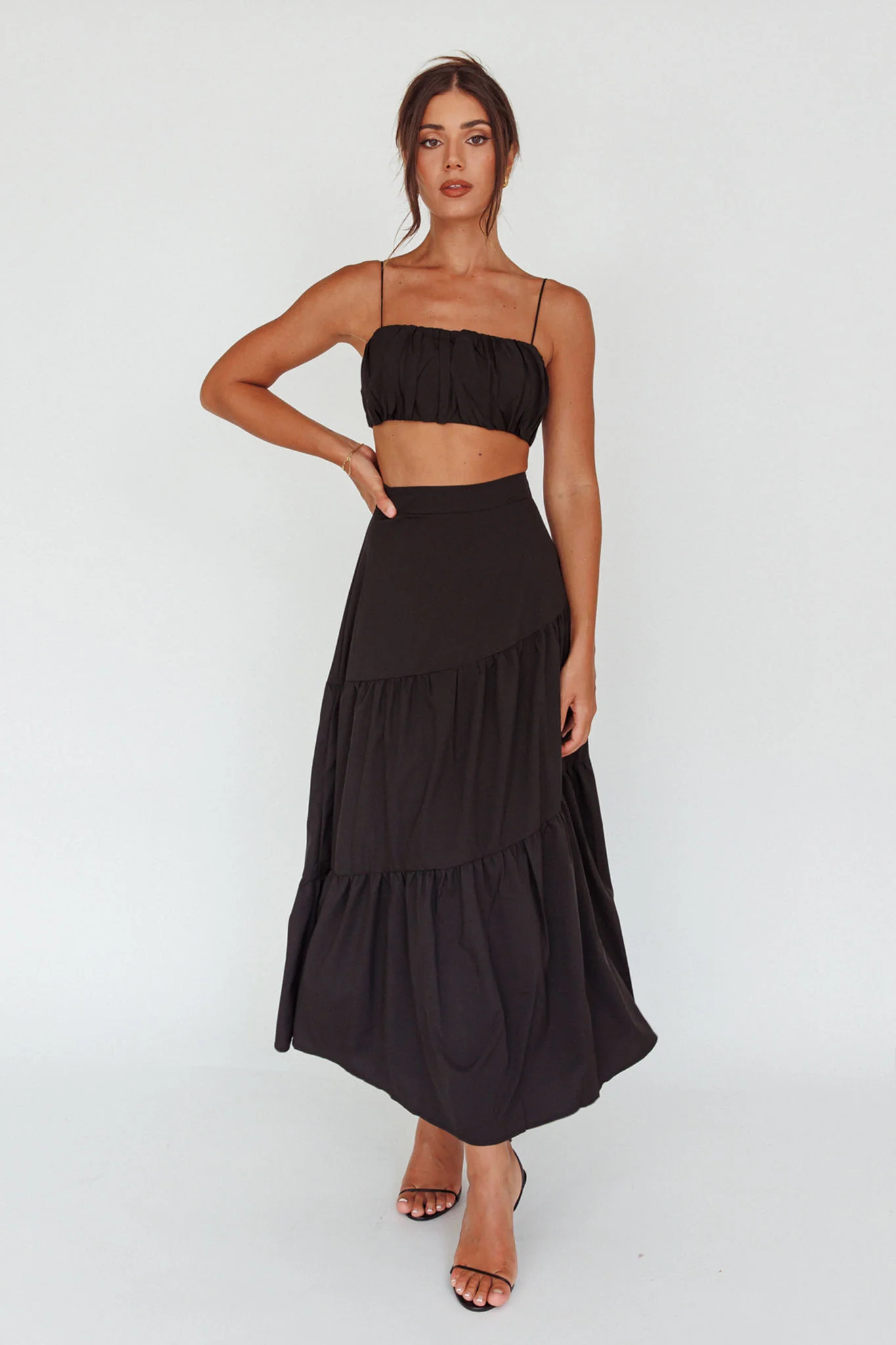 Bondi Gathered Crop Top Black - Image 5
