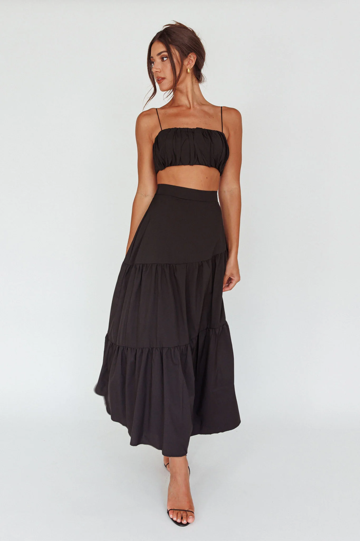 Bondi Gathered Crop Top Black - Image 6