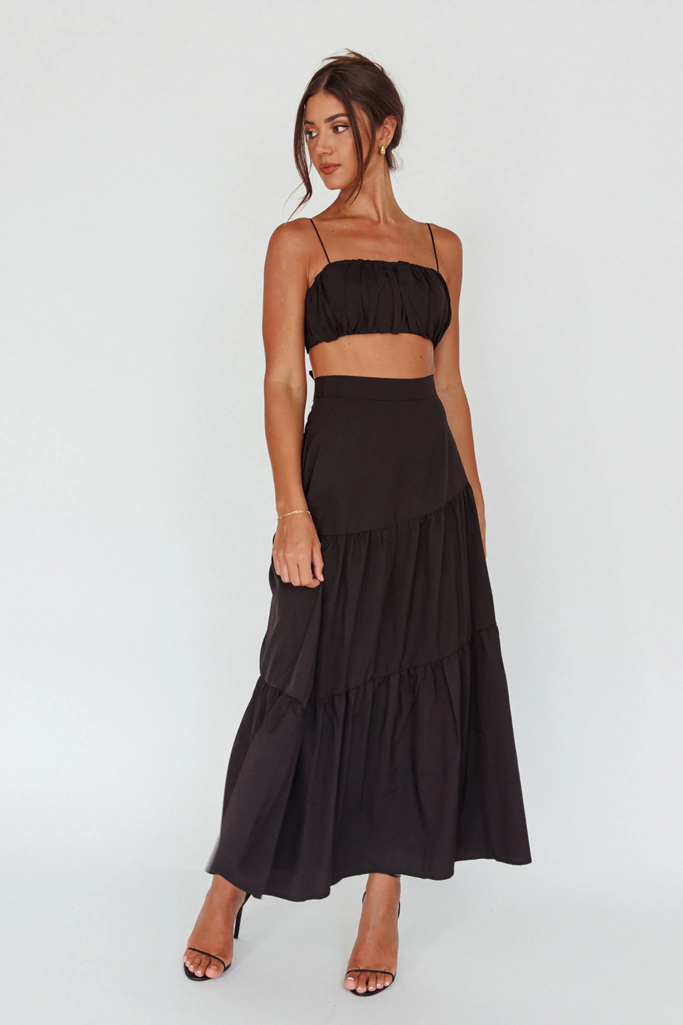 Bondi Gathered Crop Top Black - Image 7