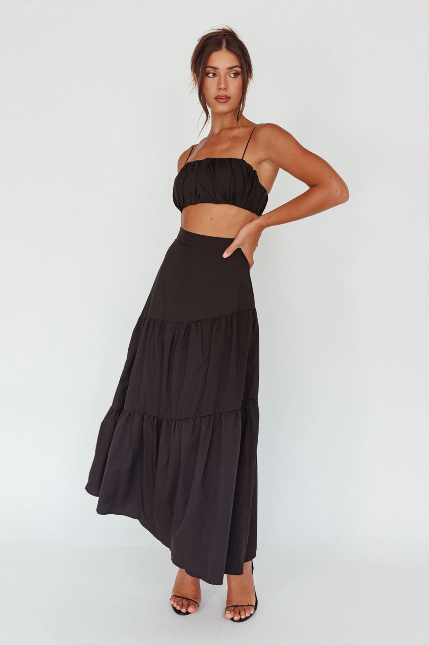 Bondi Gathered Crop Top Black - Image 8