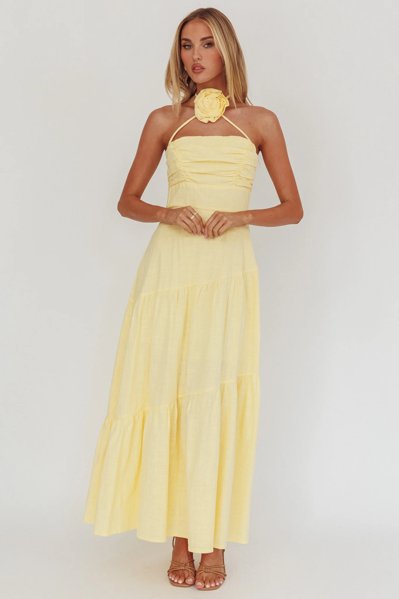 Bondi Rose Decoration Maxi Dress Lemon - Image 4