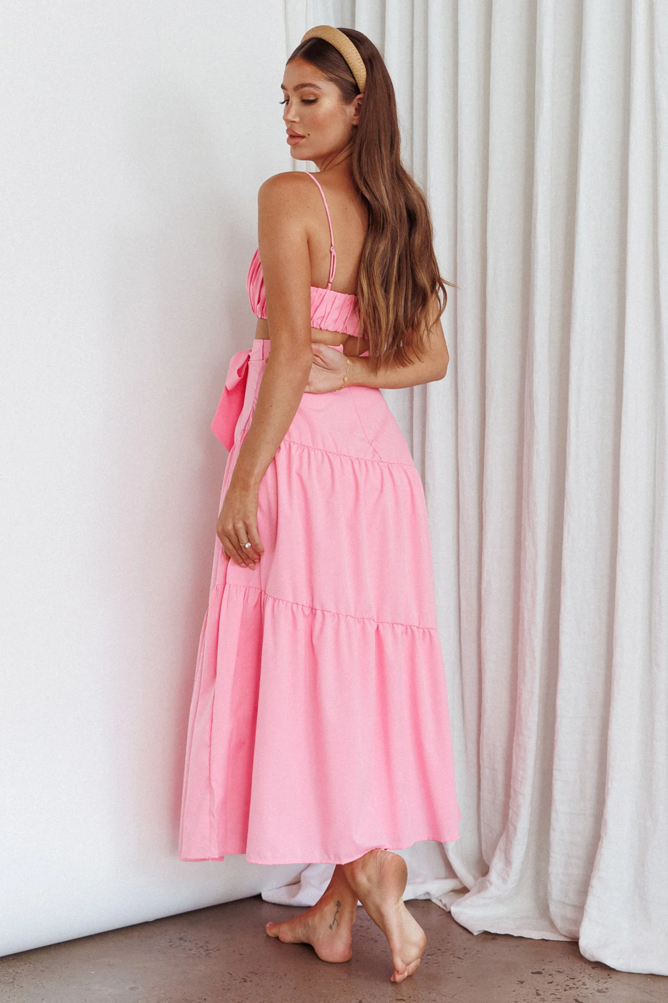 Bondi Waist Tie Maxi Skirt Pink - Image 3