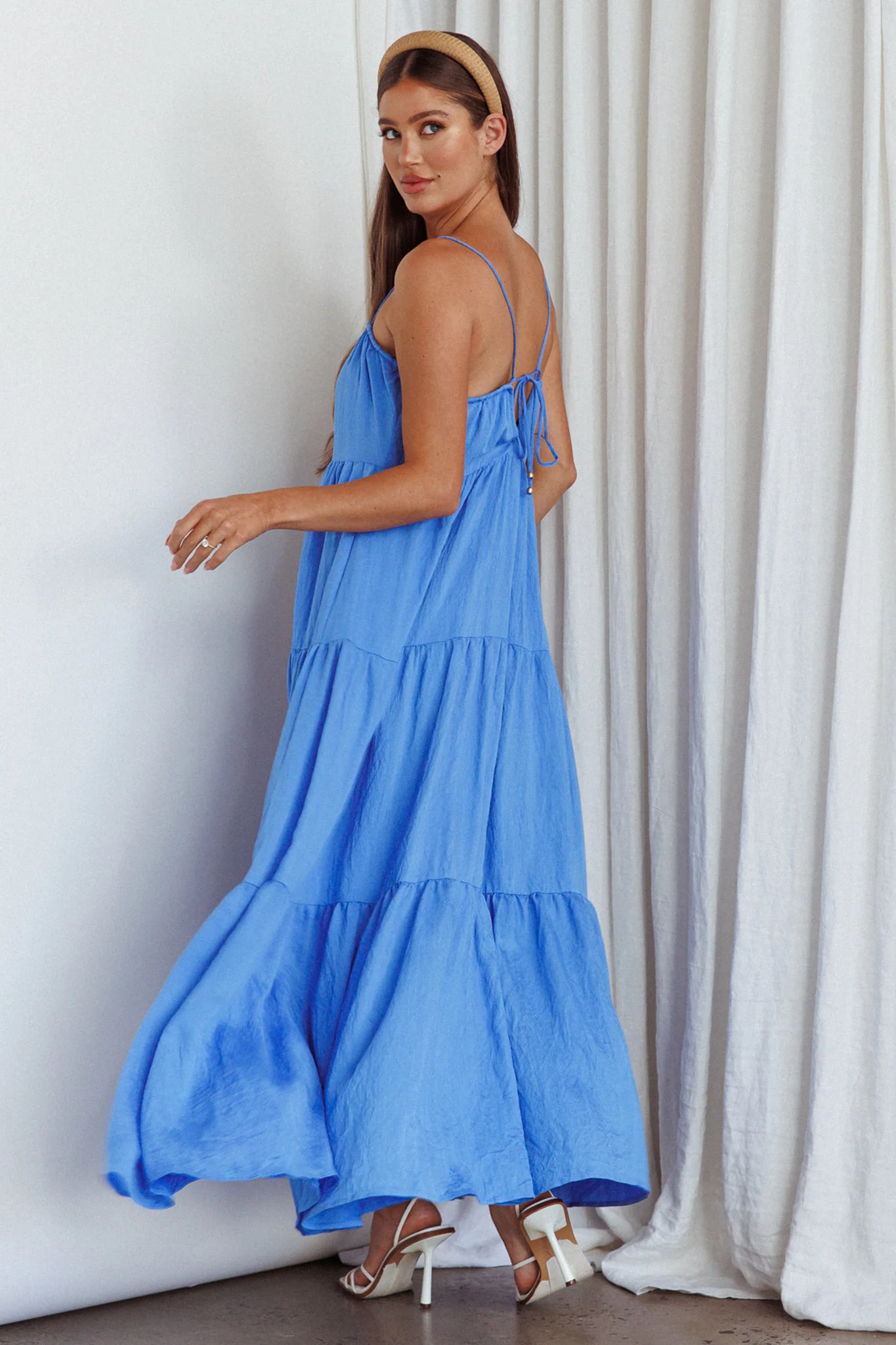 Bora Bora Tied Back Maxi Dress Blue - Image 2