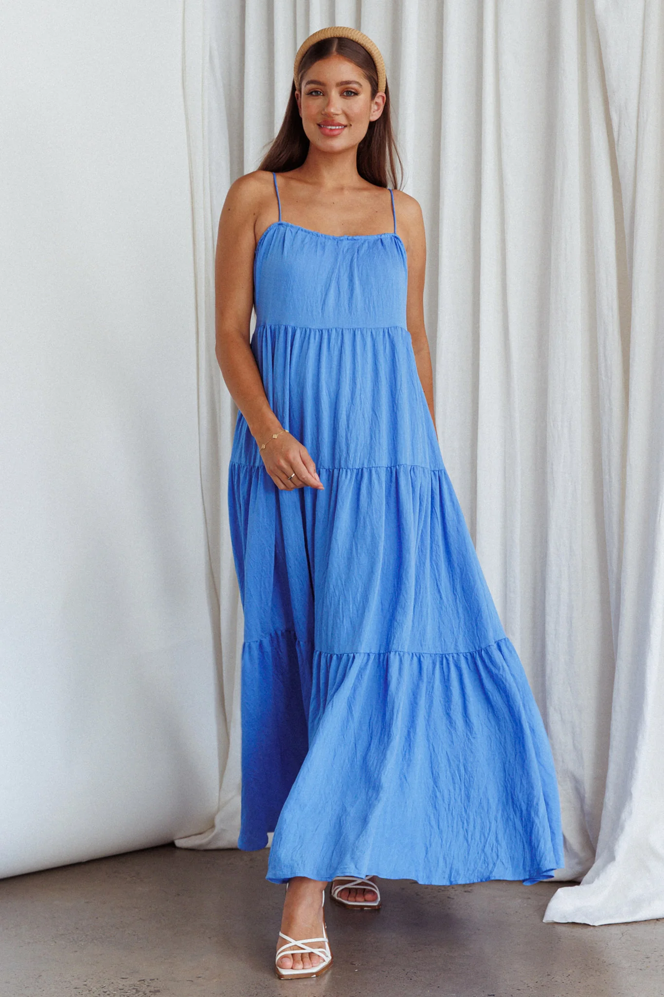 Bora Bora Tied Back Maxi Dress Blue - Image 3