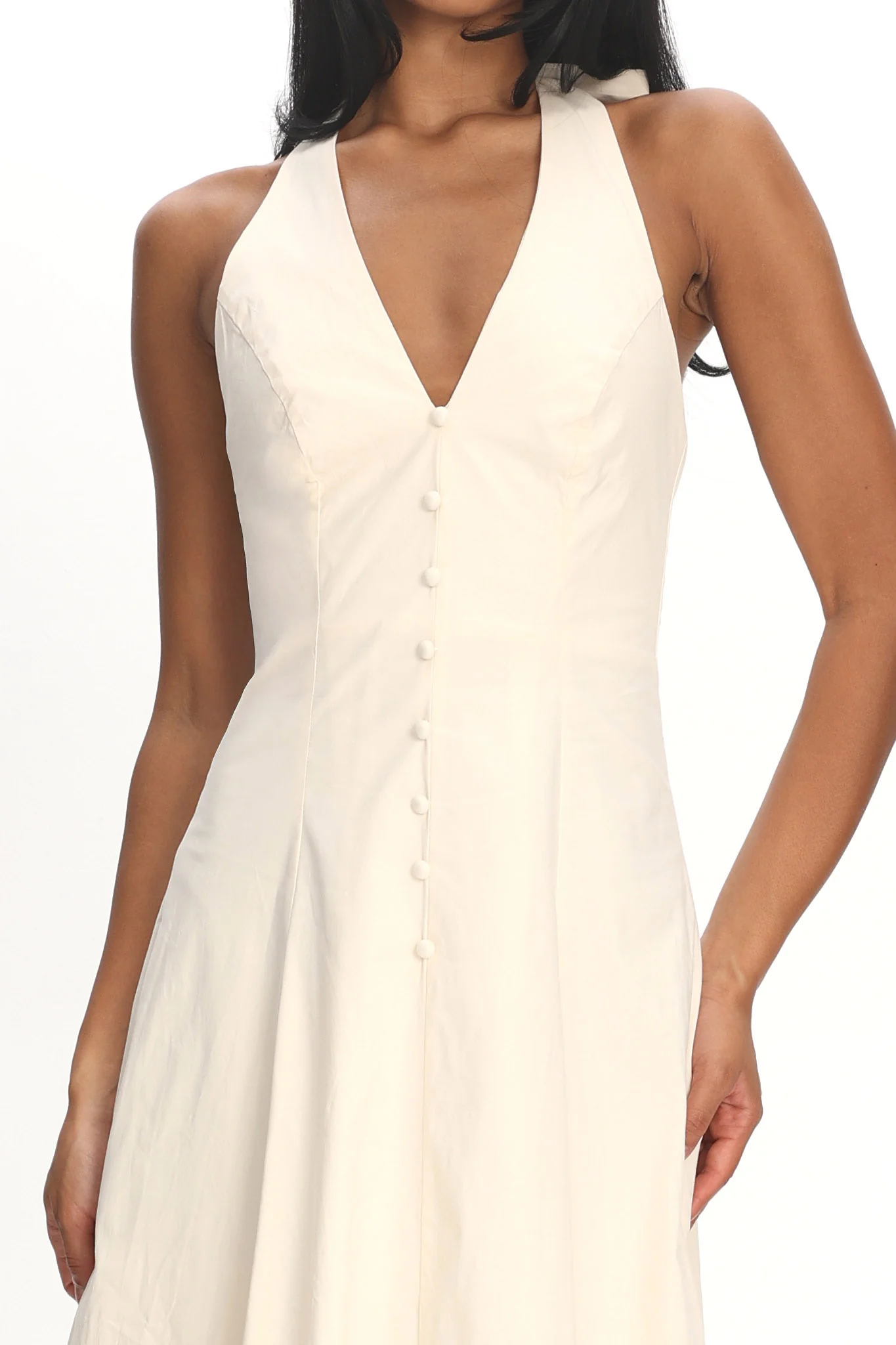 Brea Halterneck Midi Dress Vanilla - Image 3