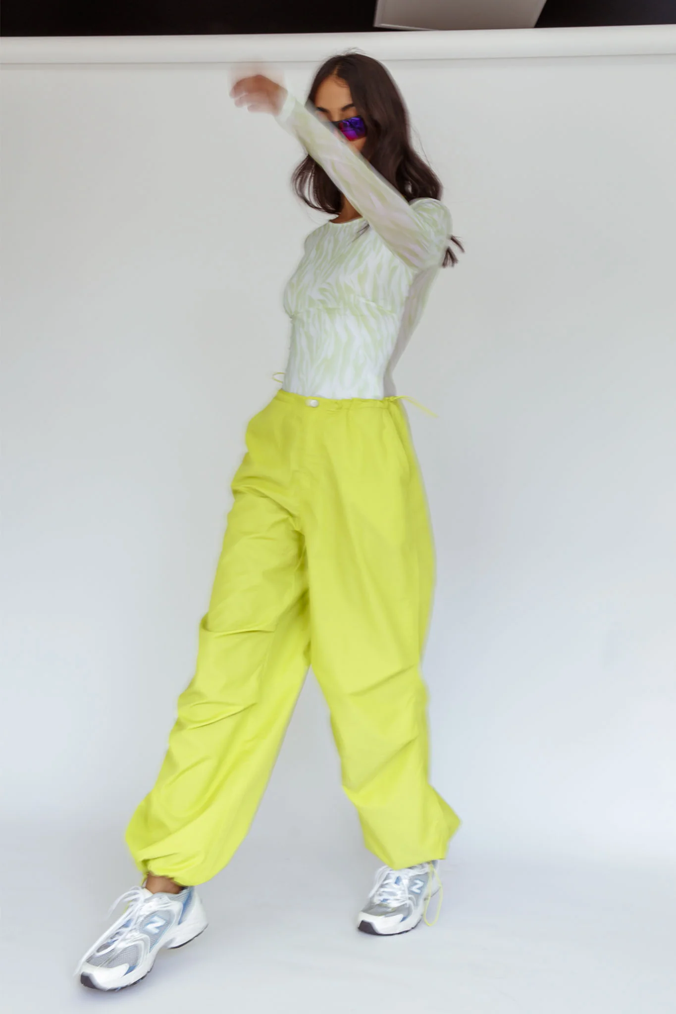 Break Dance Wide Leg Drawstring Pants Lime - Image 7