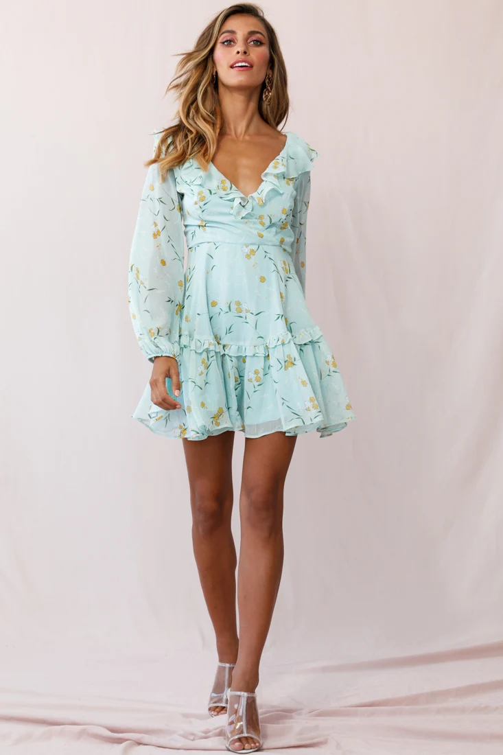 Brentwood Lace Up Babydoll Dress Green - Image 5